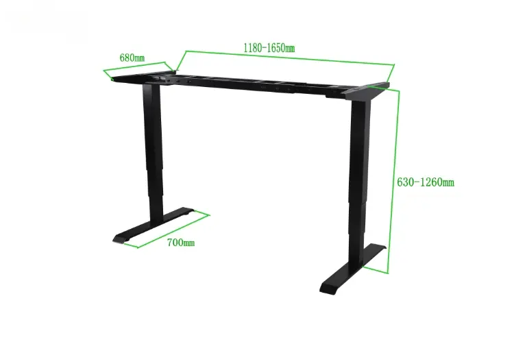 Dimensions of Pre-assemble & foldable & adjustable height office desk frame with pre-assemble & foldable leg design -Vaka manufacturer