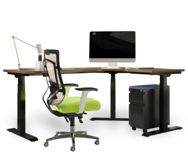 Electric 3 motor driven corner table for boss and manager ergonomic solutions of height adjustable tables 23 -Vakadesk