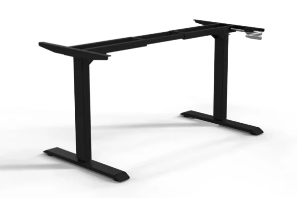 Affordable no-motor 2-leg hand-crank standing desk frame for height adjustable straight desks -Vakadesk