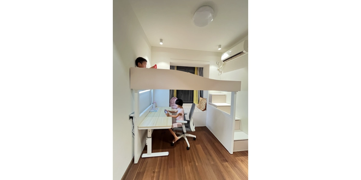 Motorized loft bed frame Volex brand by Vaka Desk supplier_WH_1200x600px