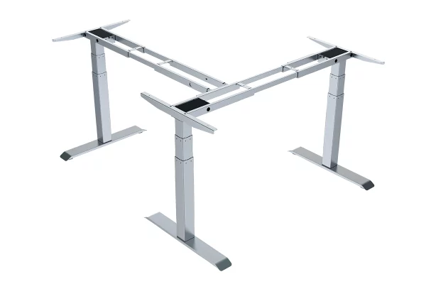 Electric motor driven height adjustable L-shape 3-motor standing desk frame-Vakadesk