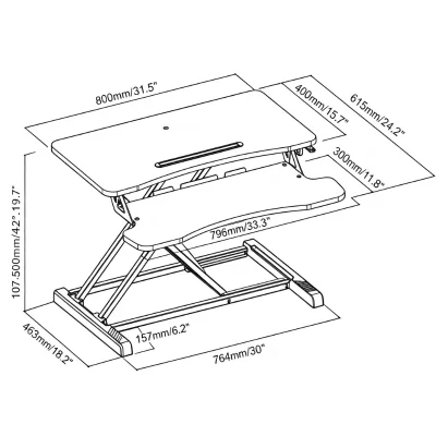 Gas spring height adjustable standing desk converter by Vaka China supplier